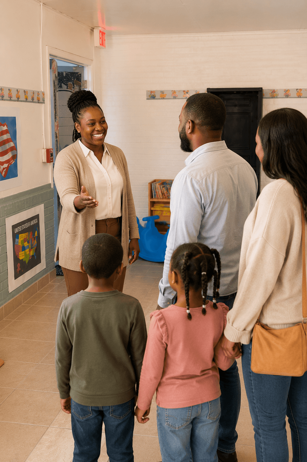 Teachers welcoming families